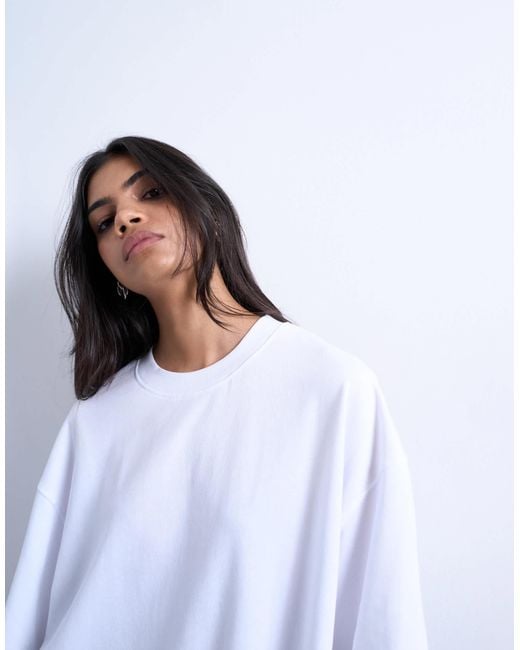 TOPSHOP White Oversized Drop Shoulder Tee