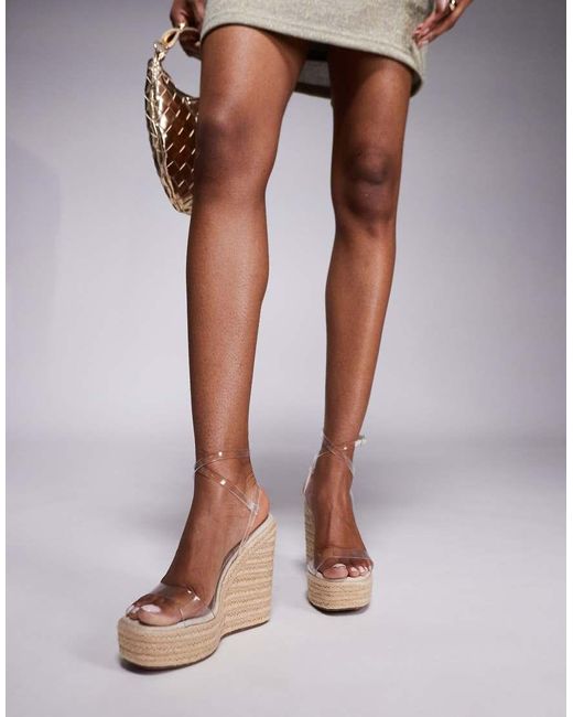 Asos Design Wide Fit Brown Tamika Espadrille Wedges