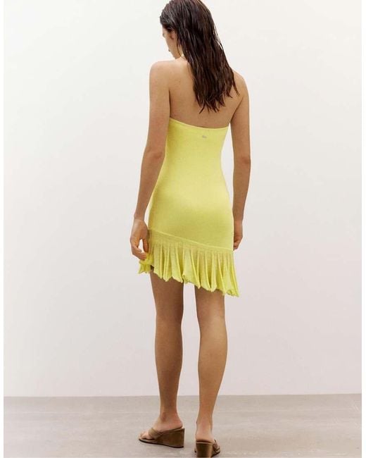 Pull&Bear Yellow Asymmetric Knit Halter Dress
