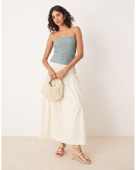 ASOS Natural Crochet Semi Sheer Long-Line Bandeau Top