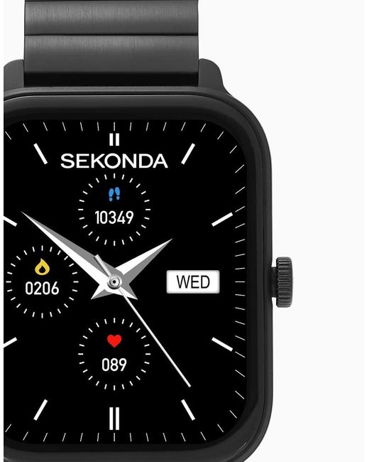 Sekonda Black Motion Lux 37Mm Rectangular Smartwatch With Bracelet