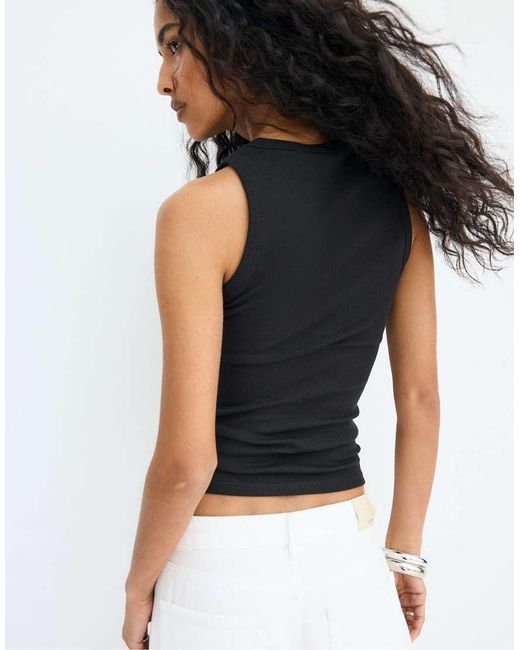 Stradivarius White Jewelled Racerback Top