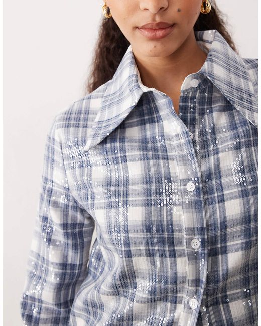 Ghospell Blue Maya Sequin Shirt