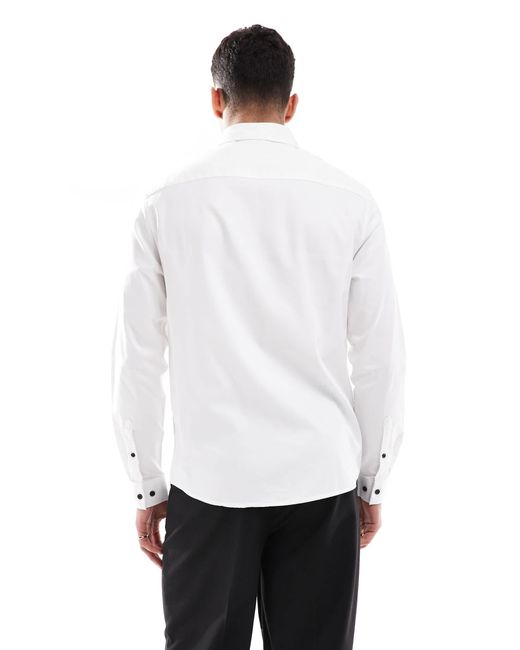 ASOS – elegantes, leicht zu bügelndes twill-hemd in White für Herren