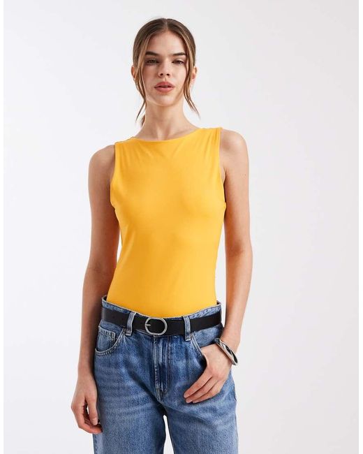ASOS Orange Polyamide Slinky Open Back Racer Bodysuit