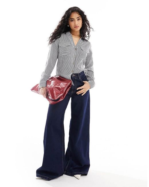 Vero Moda Blue Pocket Front Shirt