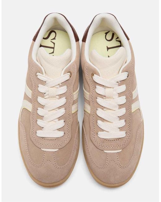 Stradivarius Natural Casual Leather Trainers