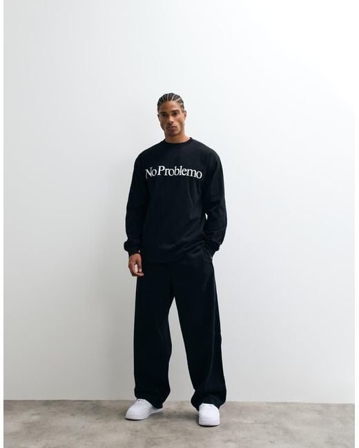 No Problemo Blue 100% Cotton Long Sleeve T-Shirt With Large Front Logo for men