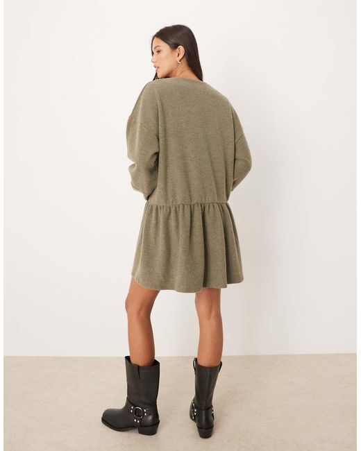 ASOS Green Supersoft V Front Dropped Waist Mini Dress
