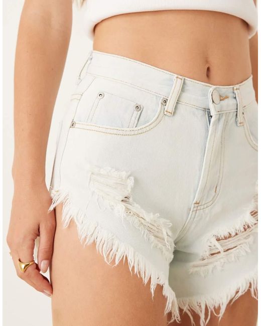 Glamorous Natural Distressed Denim Shorts