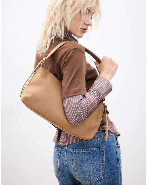 Stradivarius Brown Soft-touch Shoulder Bag With Buckle