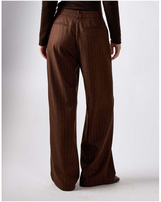 NARRATED Brown Pinstripe Wide Leg Pants