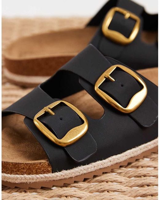 South Beach Brown Double Buckle Sandals
