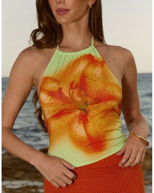 The Frolic Red Exclusive Slinky Halterneck Top