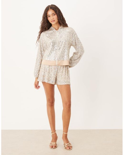 Never Fully Dressed Natural Sequin Short Co-Ord