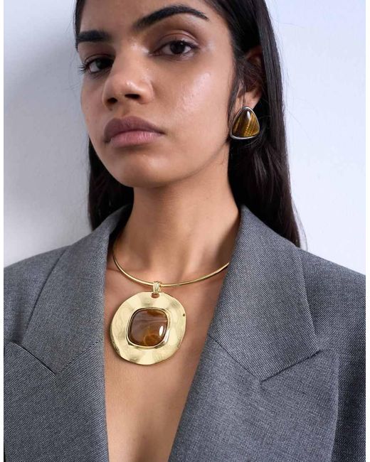 TOPSHOP Max Statement Necklace in Grey Lyst UK