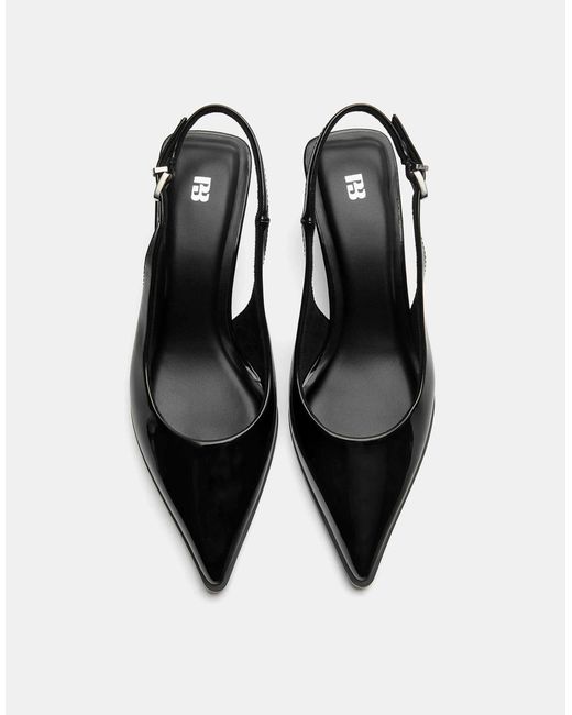 Pull&Bear Black – vinyl-slingback-schuhe