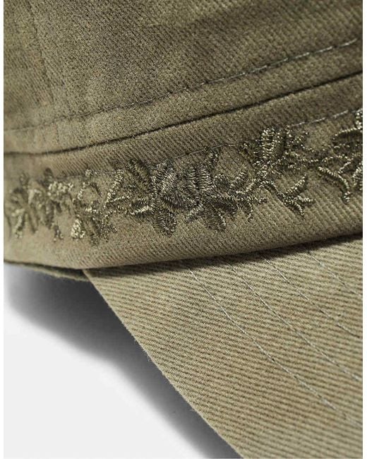 Stradivarius Brown Embroidered Sailor Cap