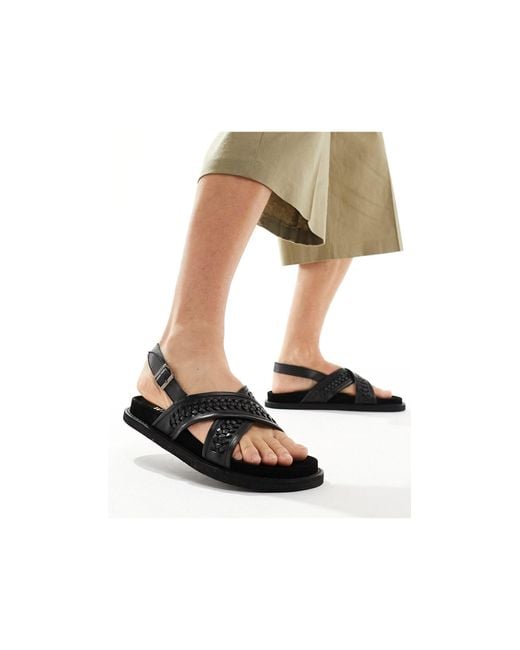 Walk London White Shore Weave Backstrap Sandals for men