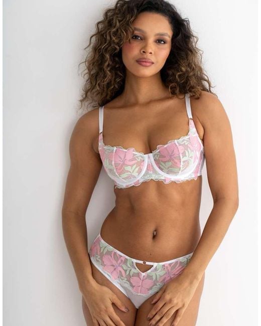 Pour Moi Brown Roxanne Embroidered Non-Padded Underwired Bra B-G