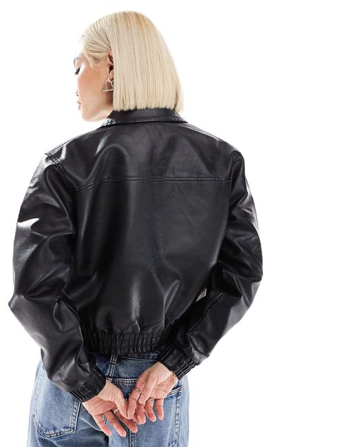 Brave Soul Black Faux Leather Short Full Zip Jacket