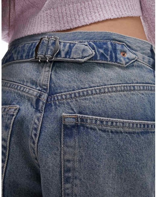 TOPSHOP Jeans Met Lage Taille En Riempje in het Blue
