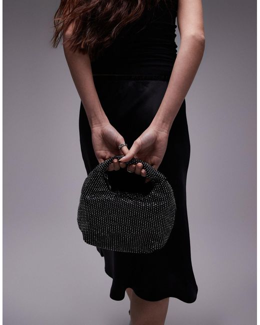 TOPSHOP Black Gila Embellished Net Grab Bag