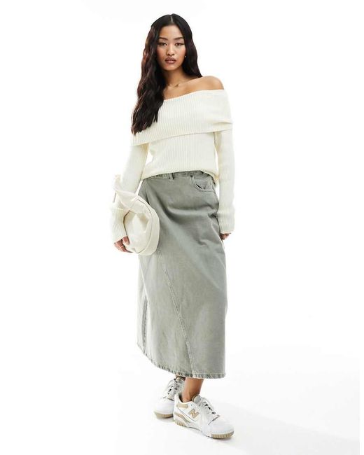 ONLY White Off Shoulder Knitted Jumper