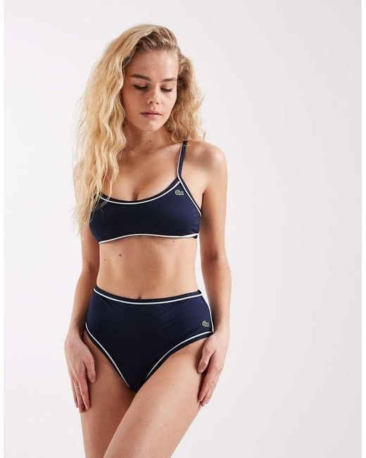 Lacoste Blue Contrast Piped Bikini Bottoms