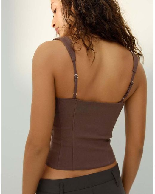 Bershka Brown Bengaline Strappy Top