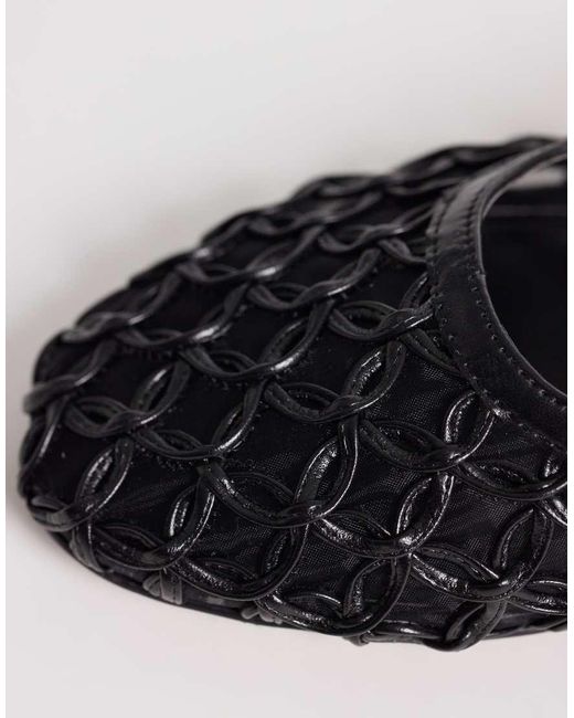 ASOS Black Wide Fit Lure Weave Detail Slingback Ballets