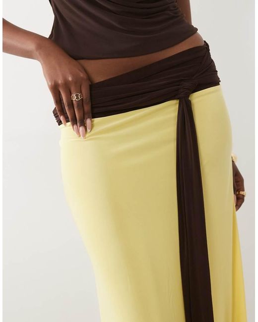 ASOS Natural Co-ord Contrast Sash Waist Maxi Skirt