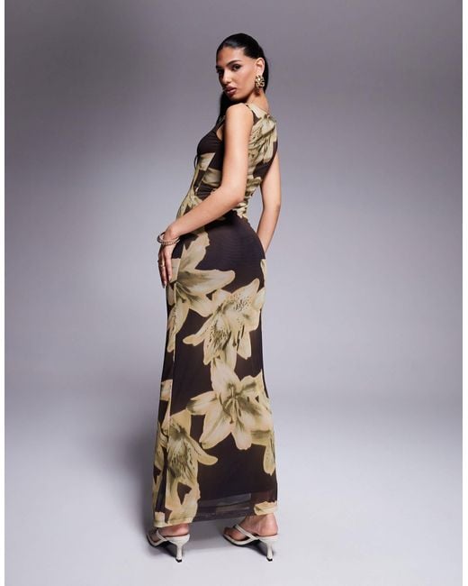 ASOS Brown – maxikleid aus netzstoff
