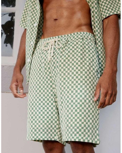 River Island Green Checkerboard Shorts Co-ord for men