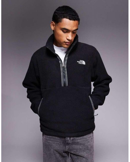 Chaqueta Polar Negra Con Cremallera Corta De Felpa Gruesa Fleeski De The North Face de hombre de color Brown