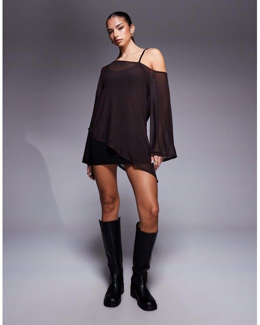 Robe courte avec superposition cape - chocolat ASOS en coloris Brown