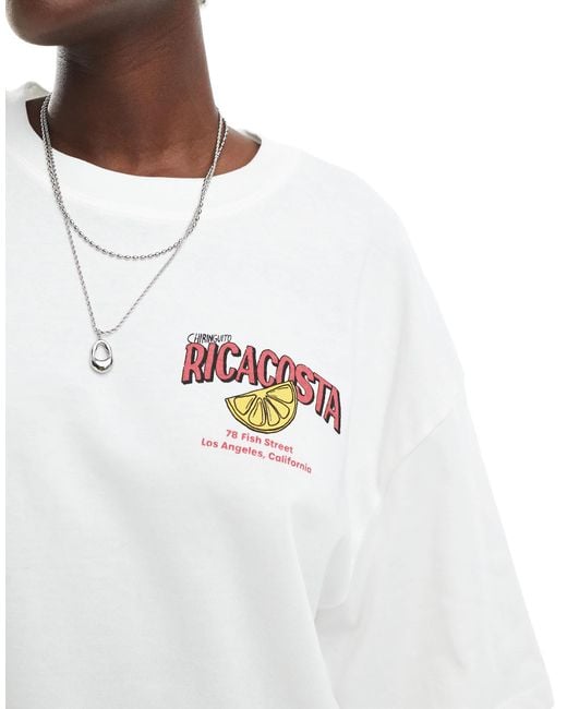 Pull&Bear White Ricacosta Sardines Graphic T-Shirt