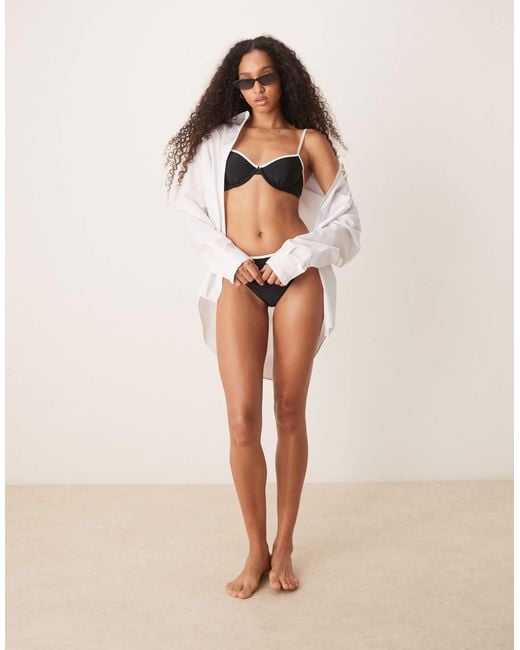Abercrombie & Fitch Brown Contrast Trim Underwire Bikini Top Co-Ord