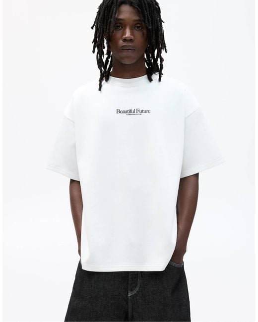 Pull&Bear – kurzärmliges sweatshirt in White für Herren