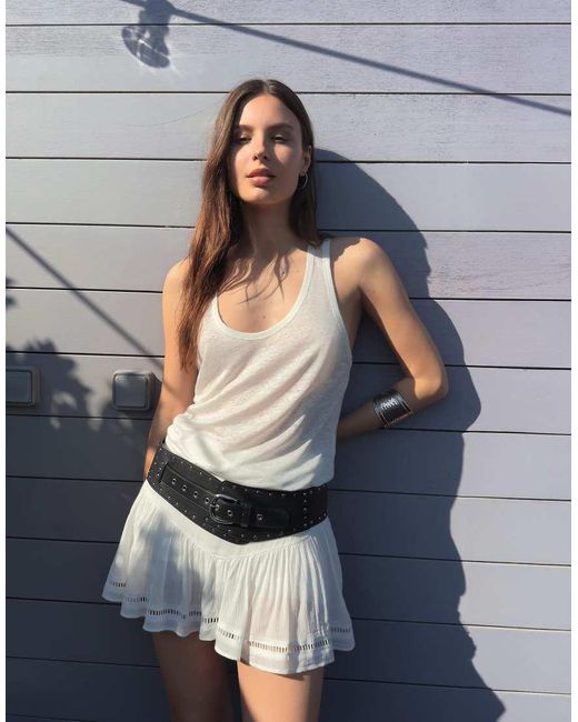 Bershka Blue Textured Mini Skirt