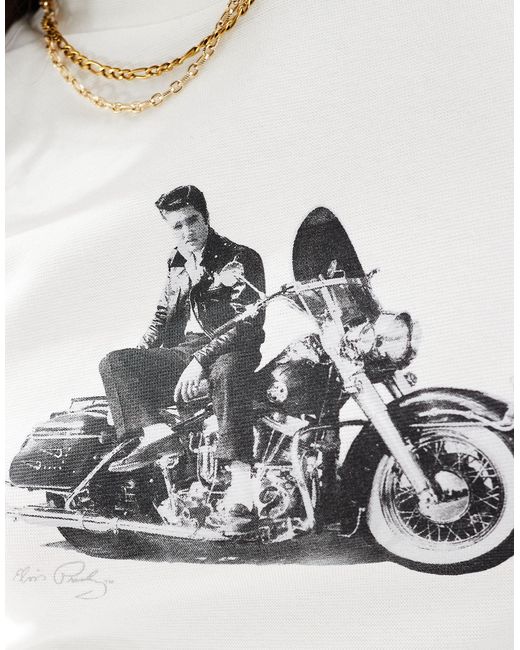 ASOS White Baby Tee With Elvis Presley Licence Graphic