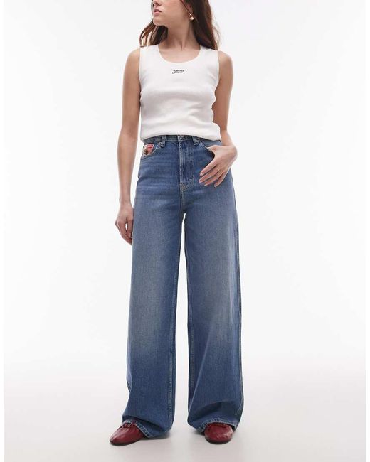 Tommy Hilfiger Blue Claire High Rise Wide Leg With Flag Details