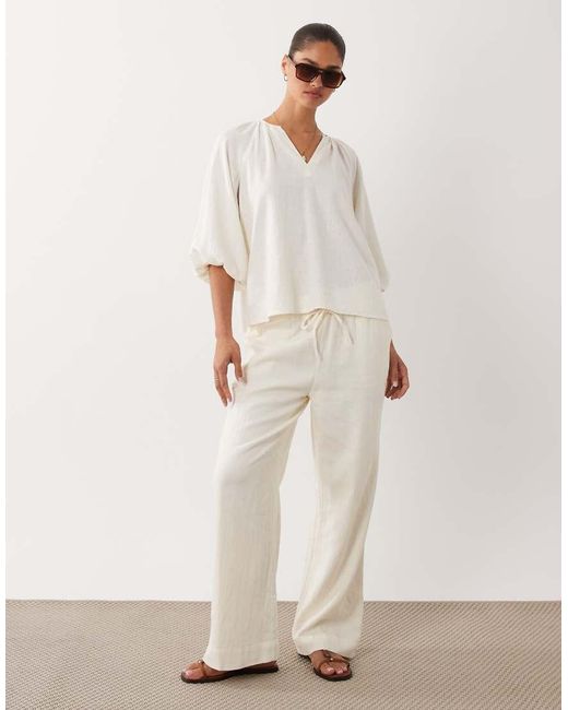 Nobody's Child Natural Fosse Linen Rich Drawstring Wide Leg Pants