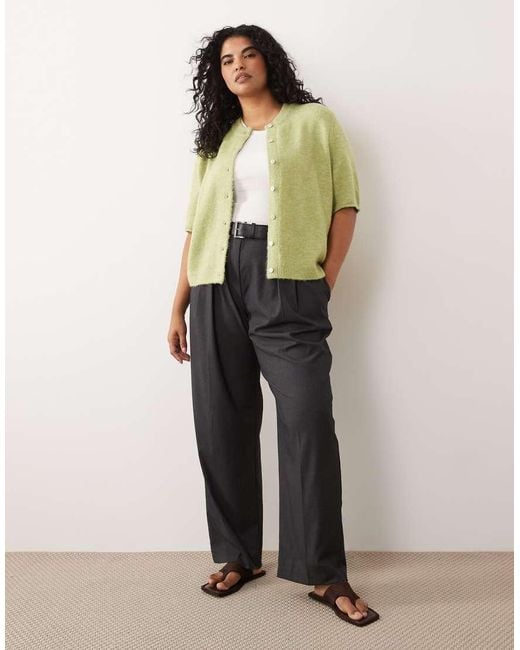 ASOS Green Asos Design Curve Lightweight Relaxed Short Sleeve Cardigan