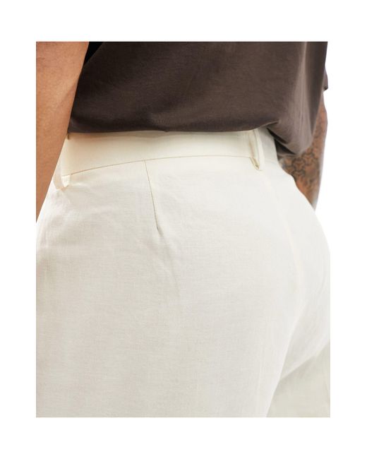 ASOS White Smart Extreme Wide Leg Linen Blend Trousers for men