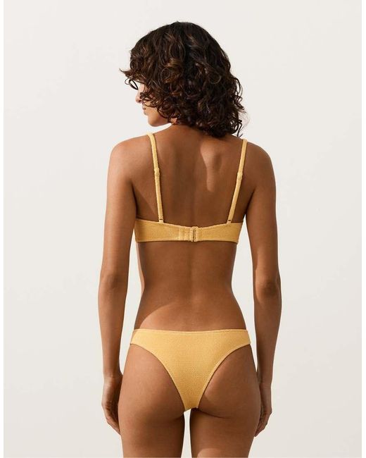 Oysho Brown U-Cut Crinkle Brazilian Bikini Briefs