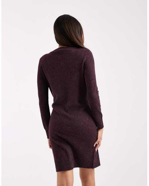 Vero Moda Red Soft Knit Crew Neck Mini Dress