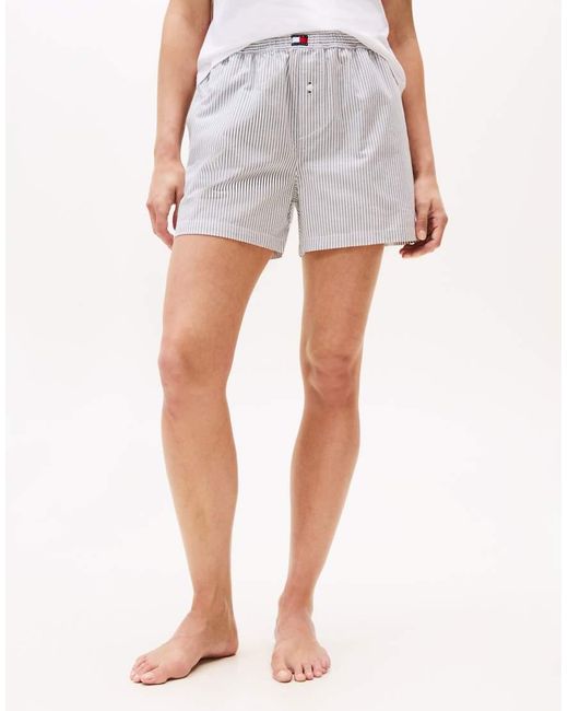 Tommy Hilfiger Gestreepte Geweven Pyjamashorts in het Black