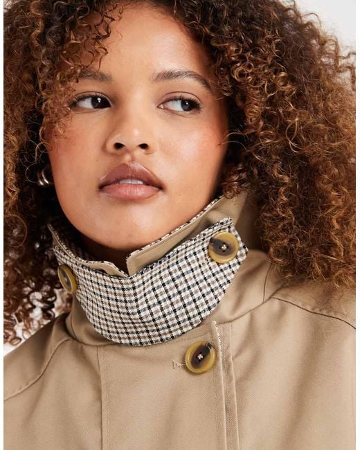 ASOS Blue Asos Design Curve Oversized Cape Detail With Check Liner