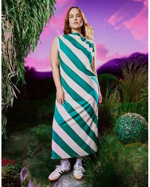 ASOS Green High Neck Column Maxi Dress